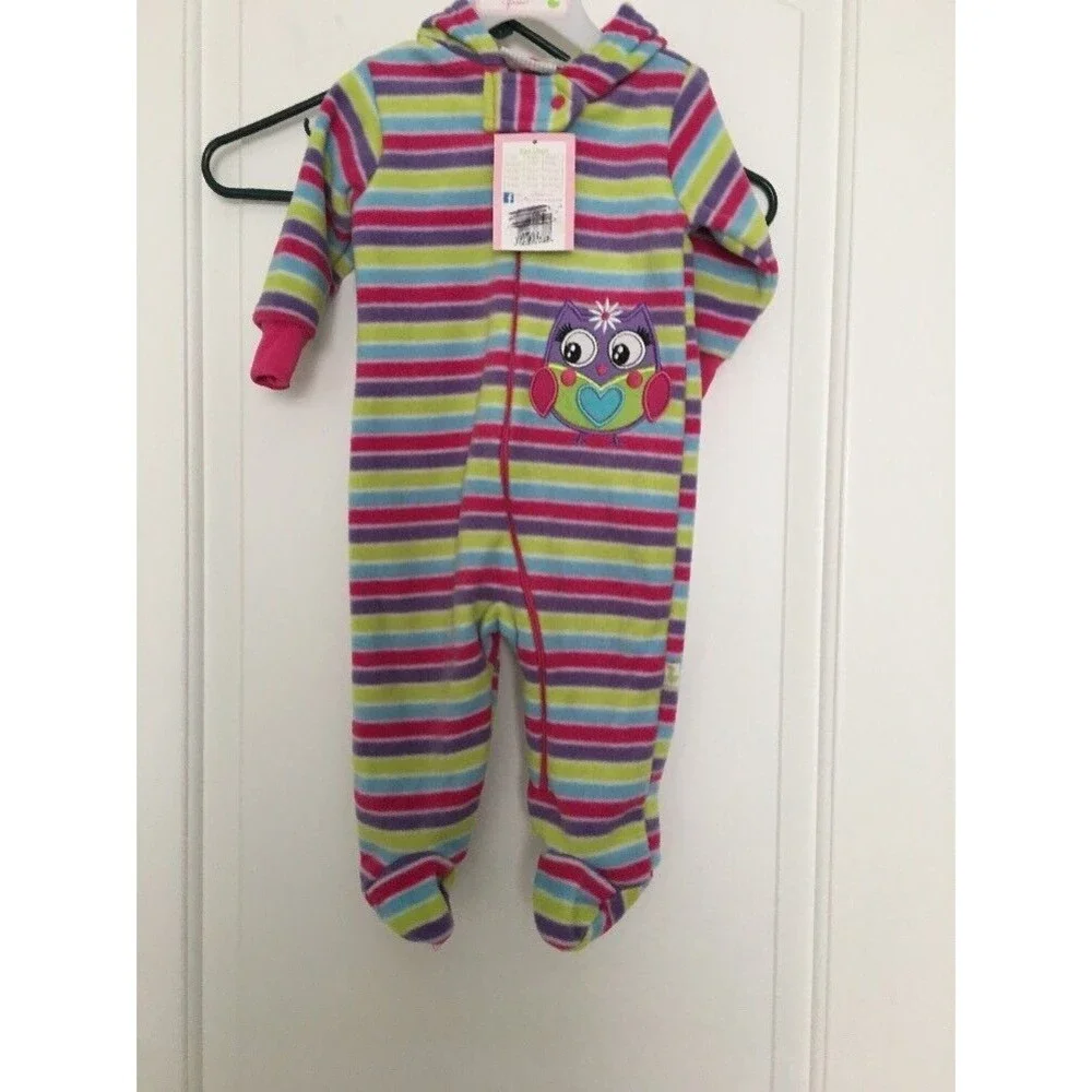 Duck Duck Goose Baby Striped Hooded Footed Pram Snow Suit Size 3/6 Months